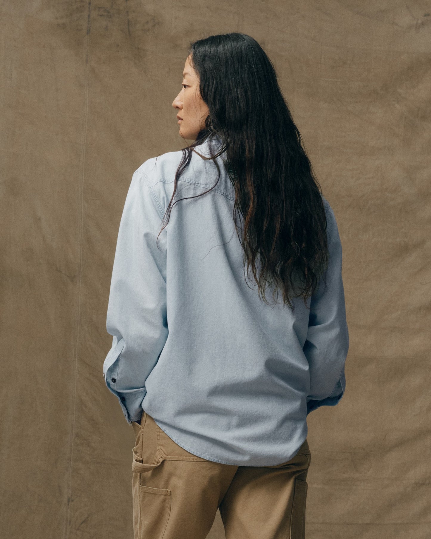 Women's Embroidered Western Shirt - Light Indigo Chambray / Fields