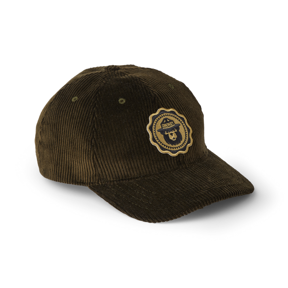 Front-facing image of the Filson Smokey Bear Low-profile Cap - Dark Olive