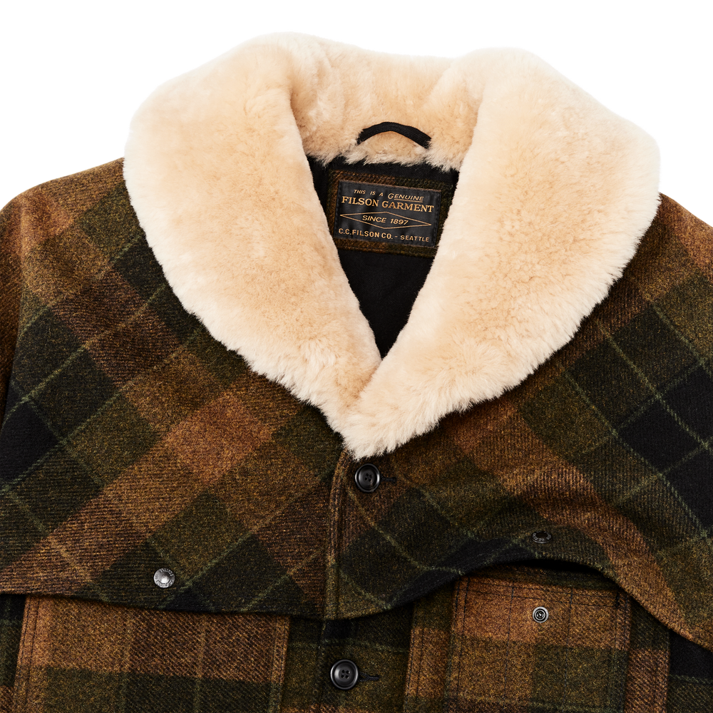 Alternate view of the Filson Lined Mackinaw Wool Packer Coat - Loden Heather Plaid