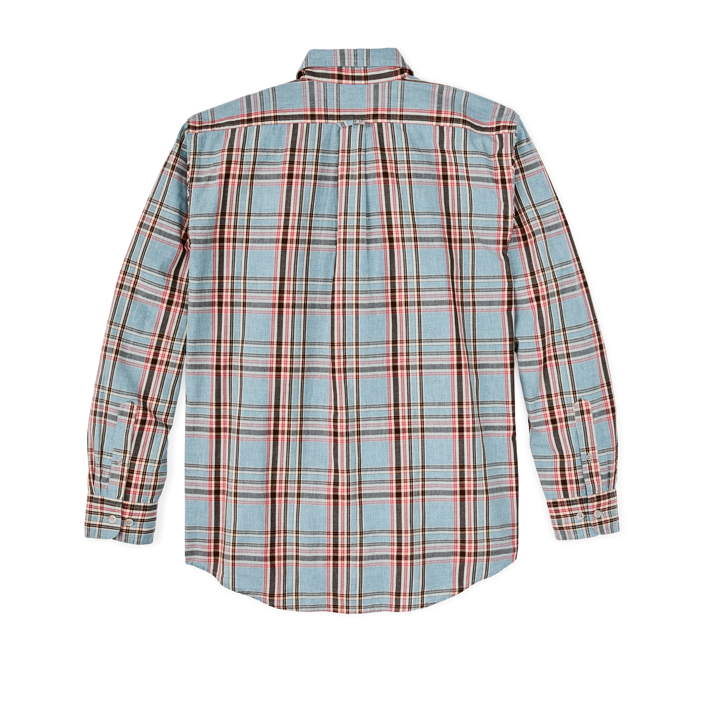 Alternate view of the Filson Filson's Washed Feather Cloth Shirt - Light Blue / Red / Natural Plaid
