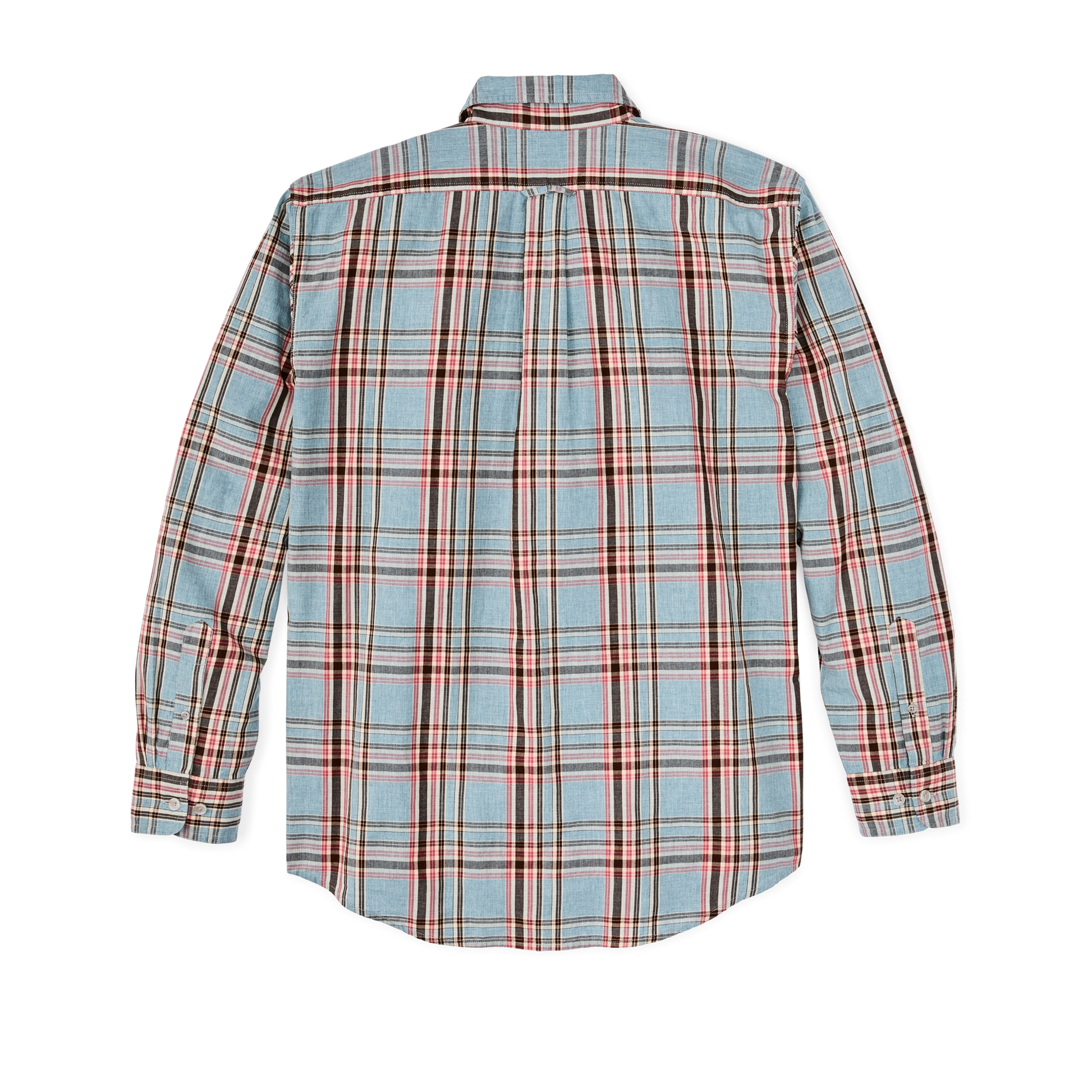 Alternate view of the Filson Filson's Washed Feather Cloth Shirt - Light Blue / Red / Natural Plaid