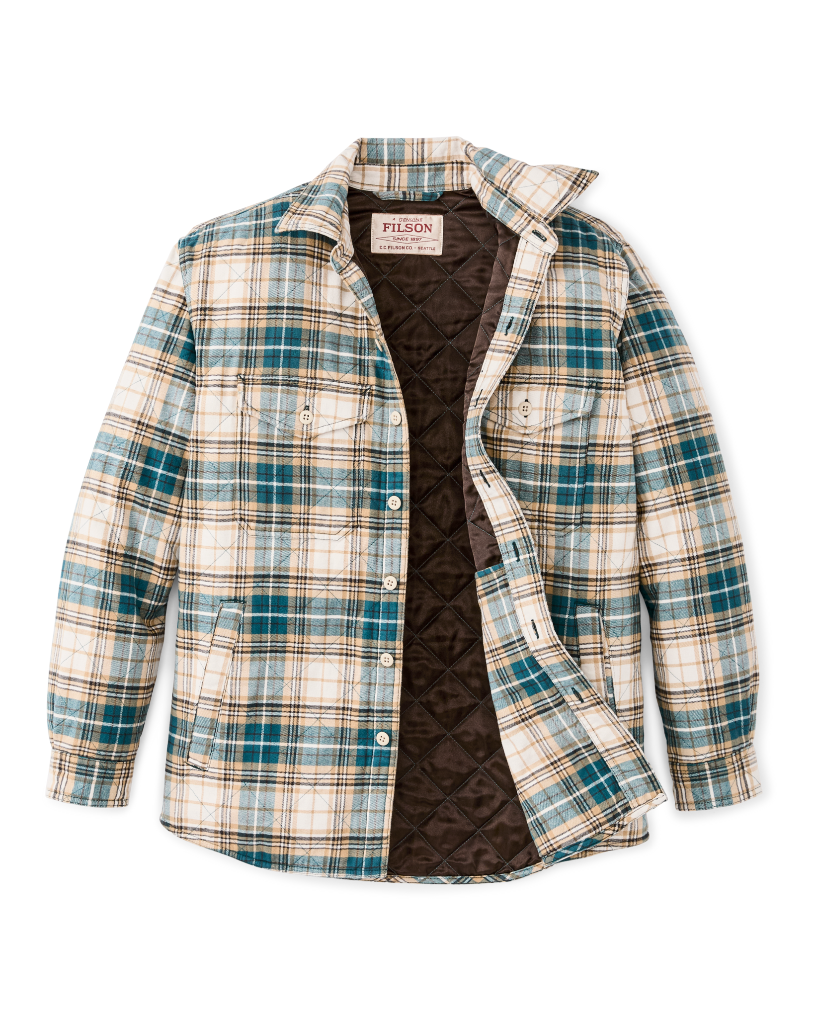 Insulated Flannel Jac-shirt - Teal / Khaki Plaid | Filson