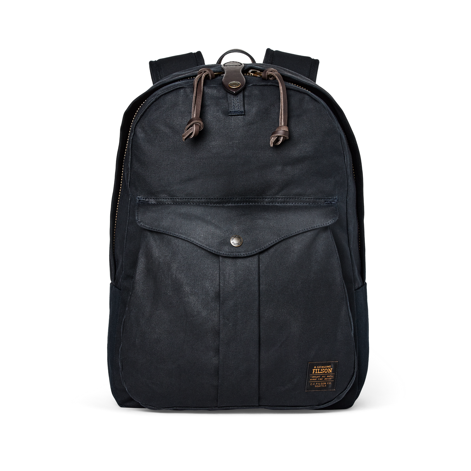 Front-facing image of the Filson Journeyman Backpack - Navy|Label may differ from that pictured due to inline design changes.