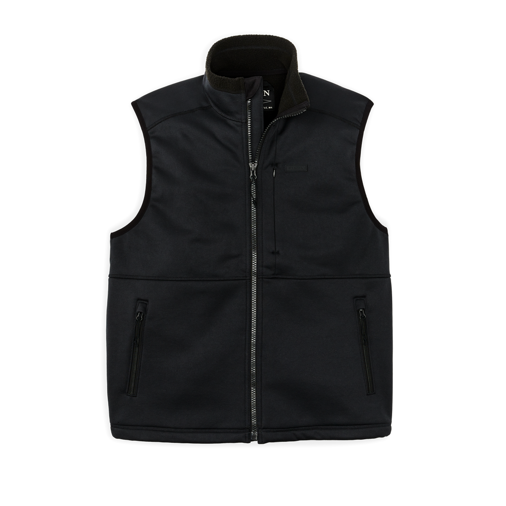 Front-facing image of the Filson Granite Spire Fleece Vest - Black