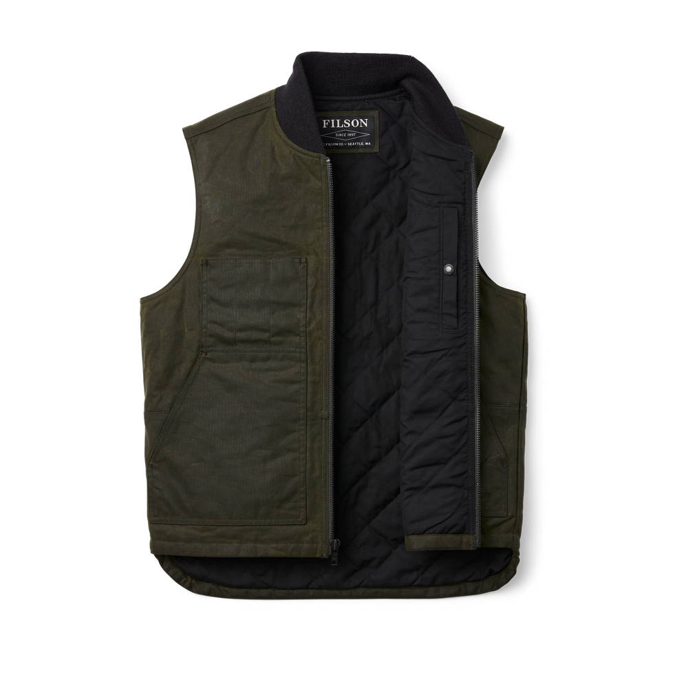 Alternate view of the Filson Tin Cloth Insulated Work Vest - Otter Green