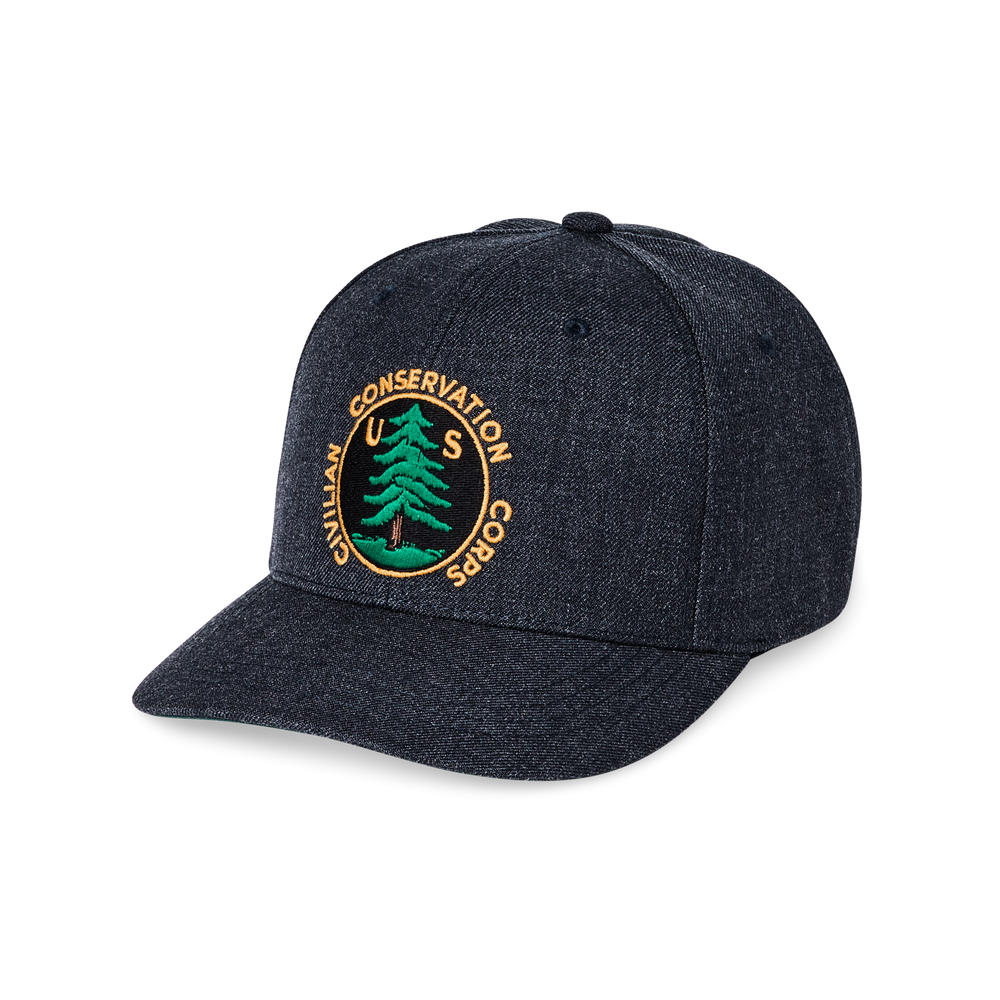 Front-facing image of the Filson Ccc Wool Cap - Blue Graphite Heather