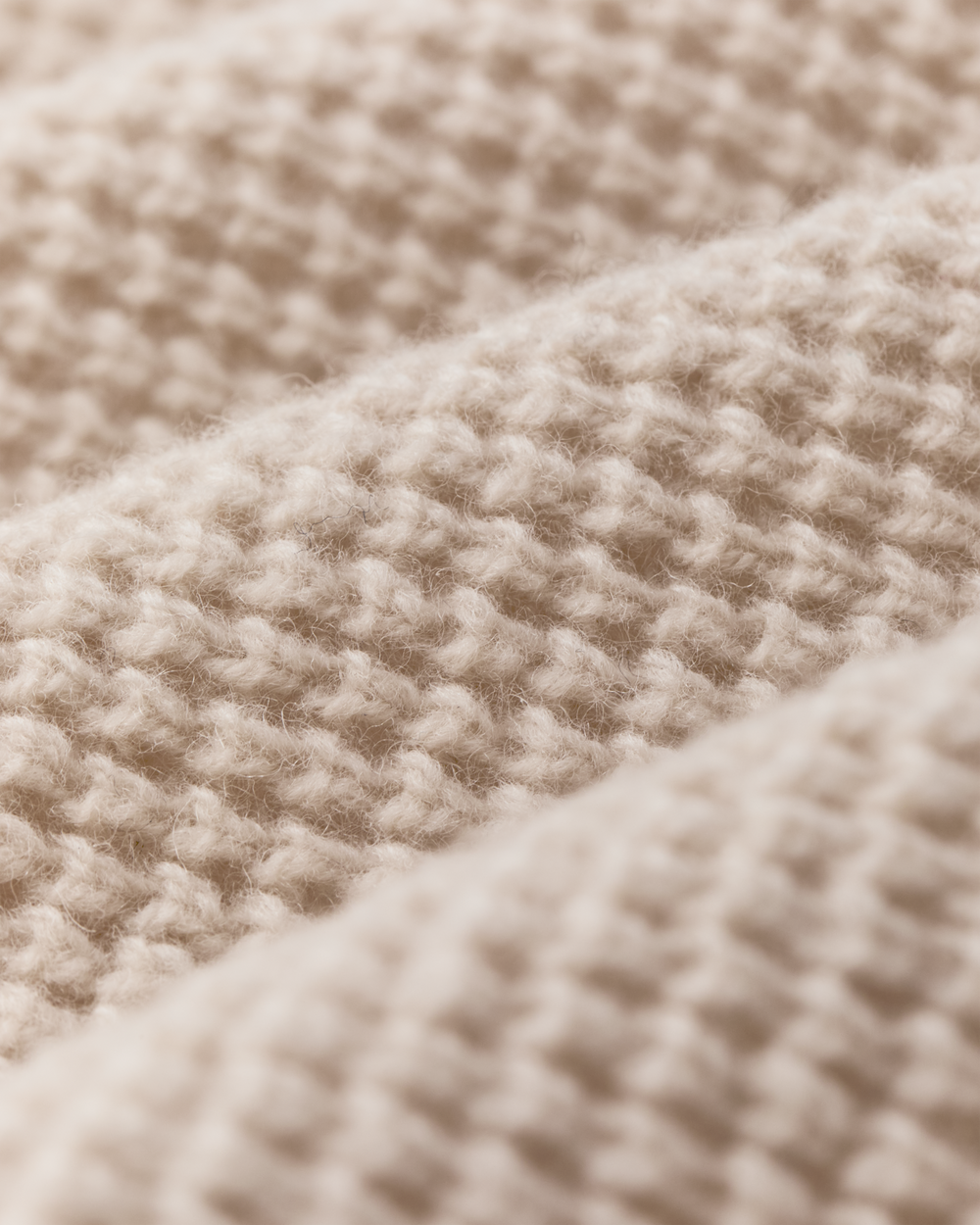 Waffle Knit Triangle Scarf - Cream