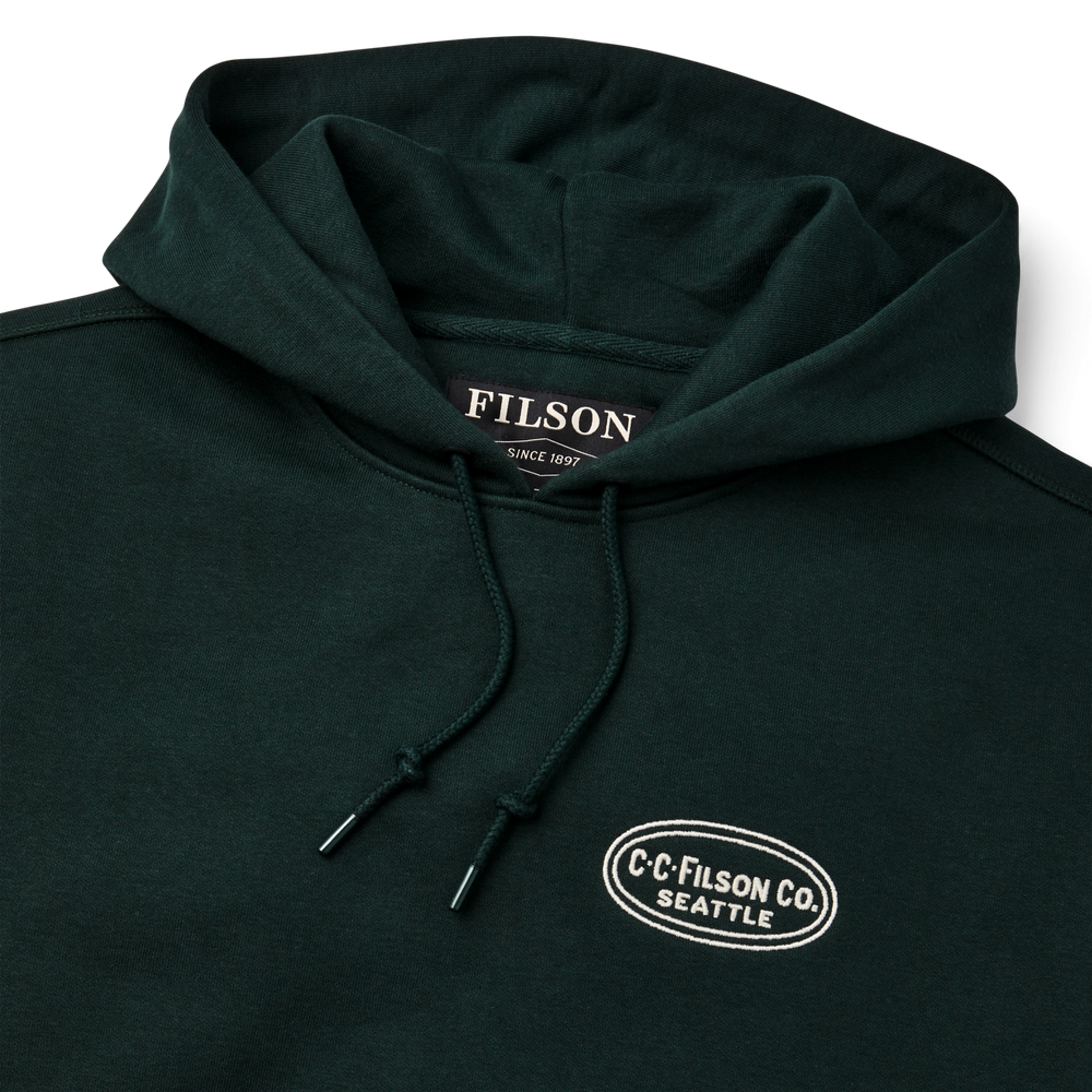 Alternate view of the Filson Prospector Embroidered Hoodie - Fir Oval