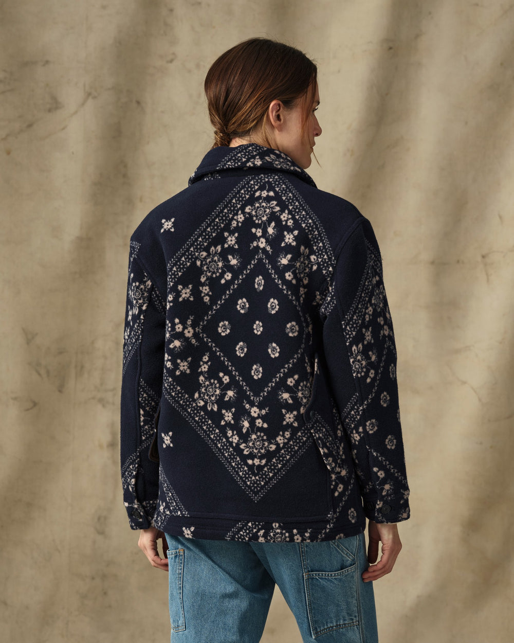 Women's Jacquard Wool Cruiser Jacket - Ink Navy