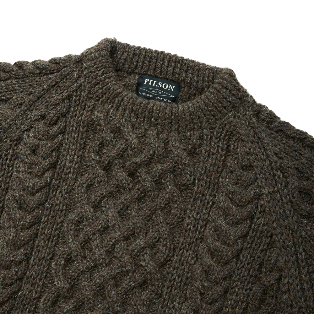 Alternate view of the Filson Wool Fisherman's Sweater - Peat