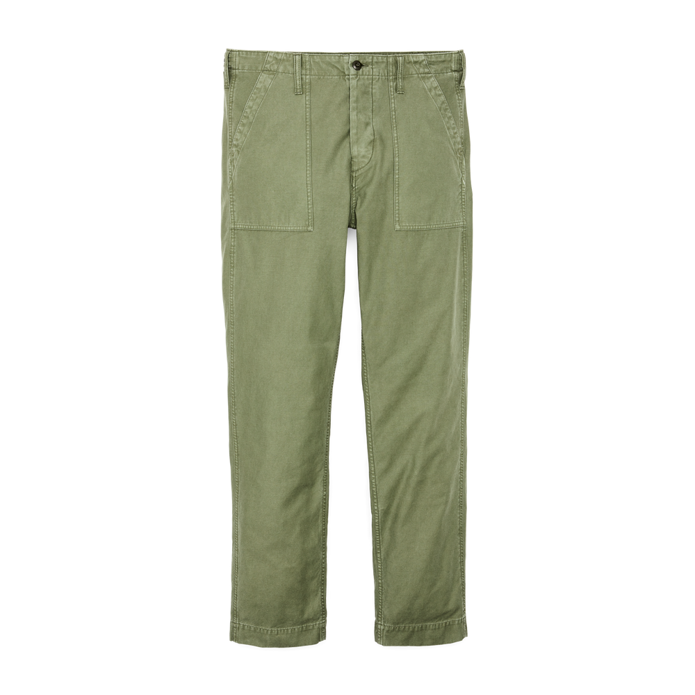 Front-facing image of the Filson Field Supply Pants - Washed Fatigue Green