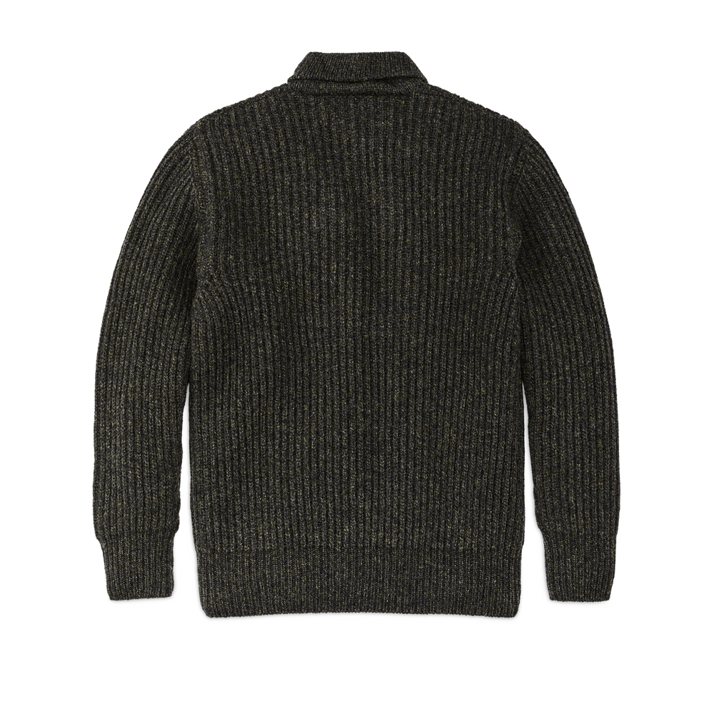 Alternate view of the Filson Bristol Shawl Neck Sweater  - Moss / Black Melange
