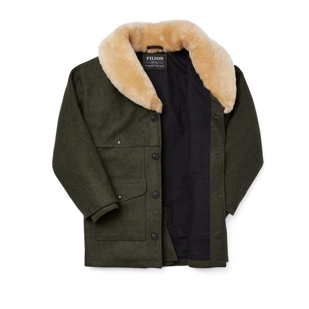 Alternate view of the Filson Lined Mackinaw Wool Packer Coat - Forest Green