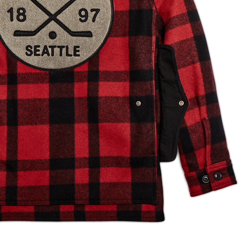Alternate view of the Filson Filson Hockey Mackinaw Wool Cruiser - Red / Black Plaid