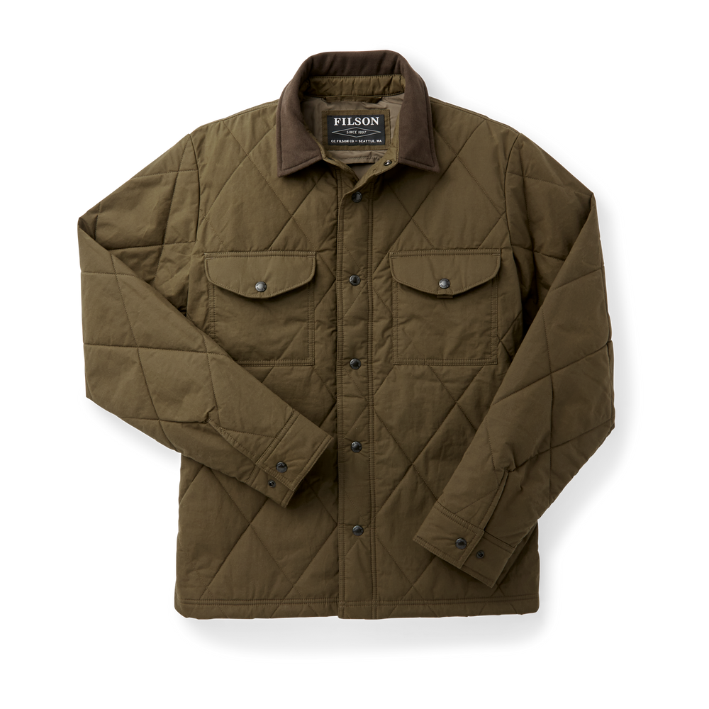 Front-facing image of the Filson Hyder Quilted Jac-shirt - Marsh Olive