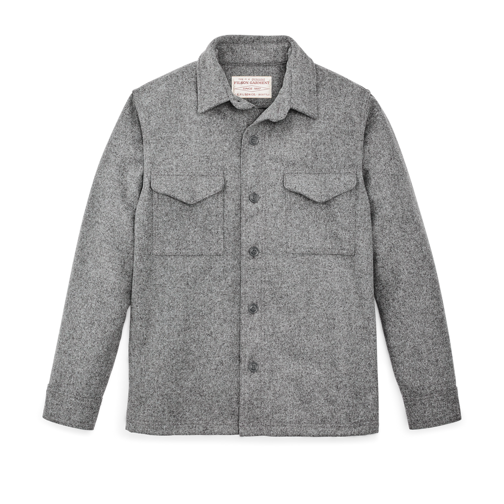 Front-facing image of the Filson Wool Jac-shirt - Light Heather Gray