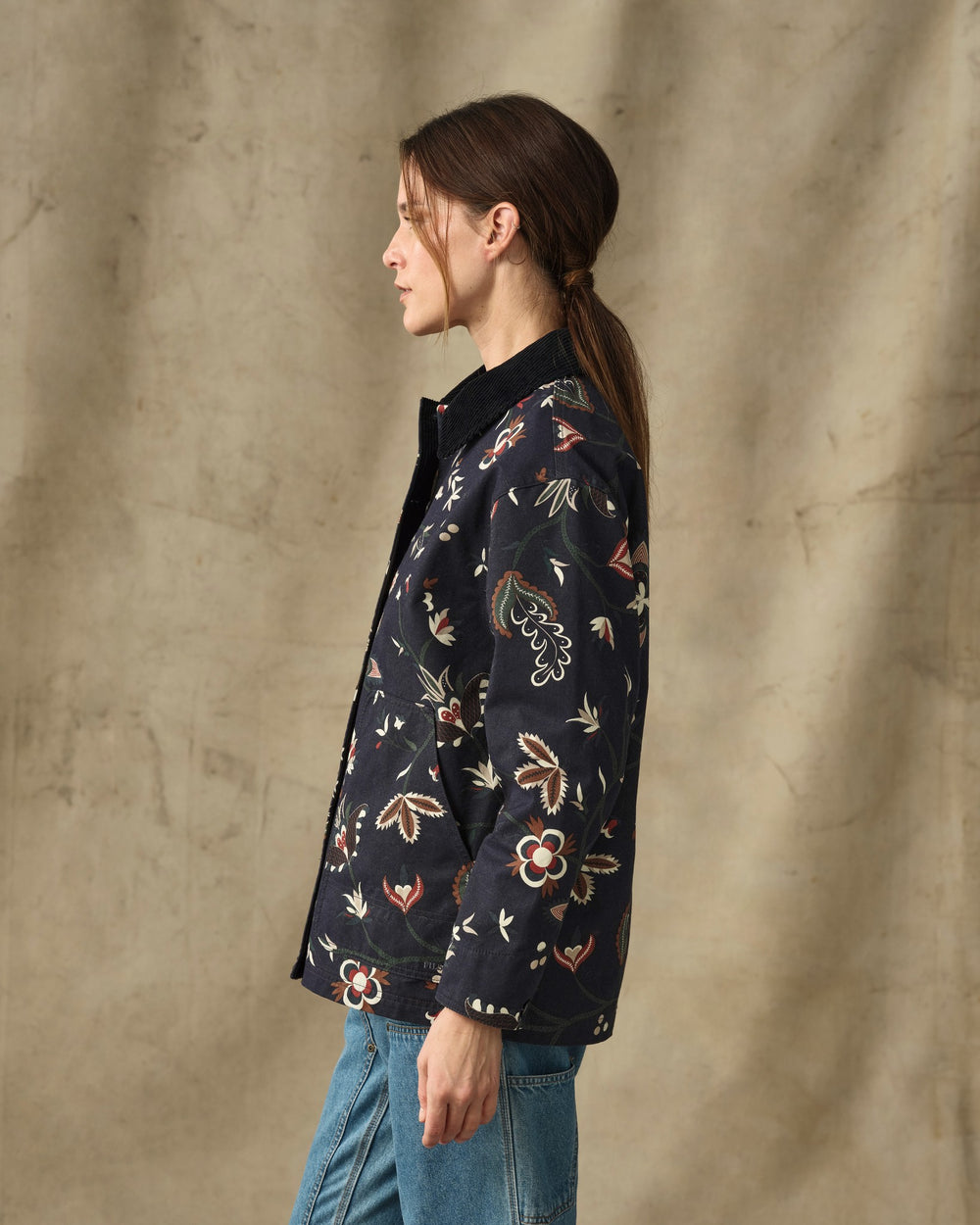 Women's Canvas Barn Coat - India Ink Print