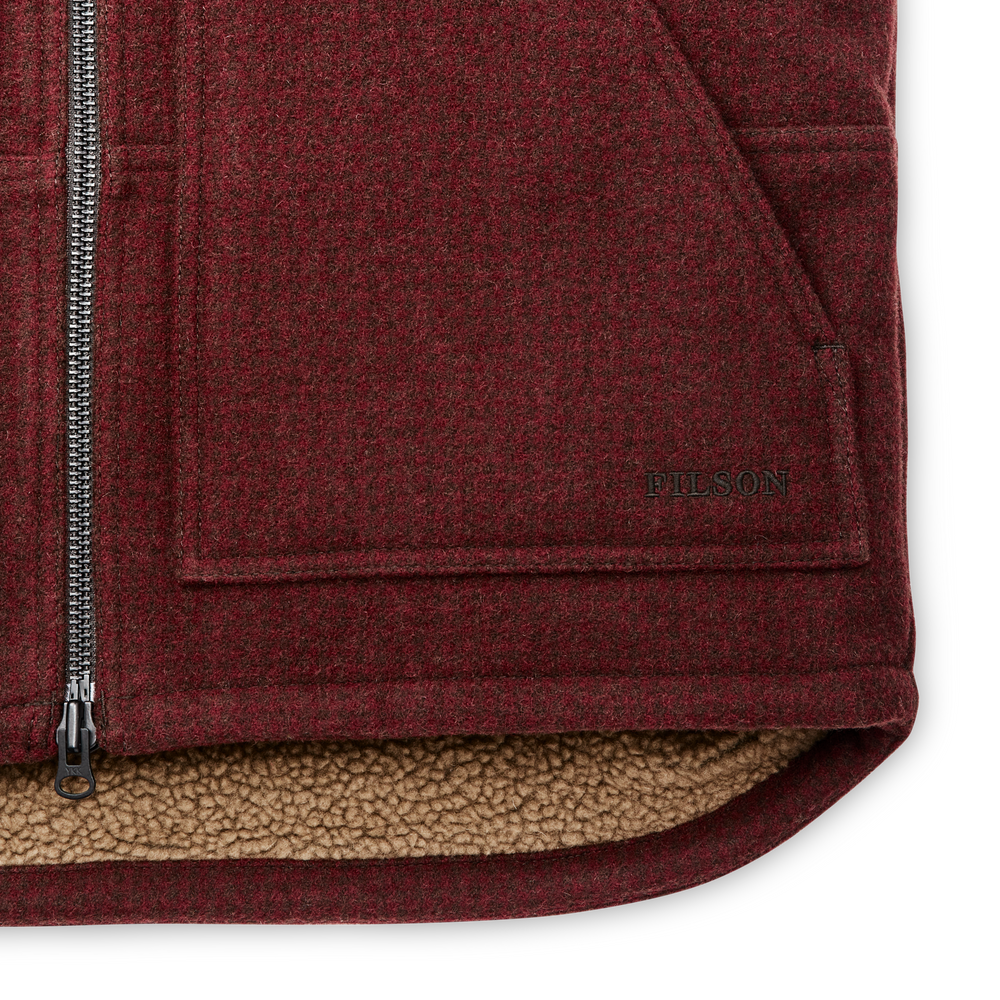 Alternate view of the Filson Lined Mackinaw Wool Work Vest - Dark Red / Black Houndstooth