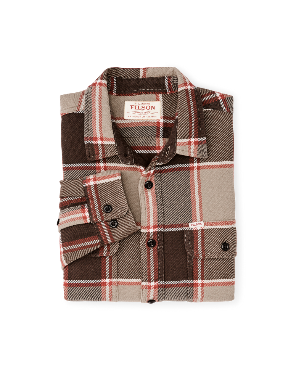 Vintage Flannel Work Shirt - Tan / Orange / Multi Plaid