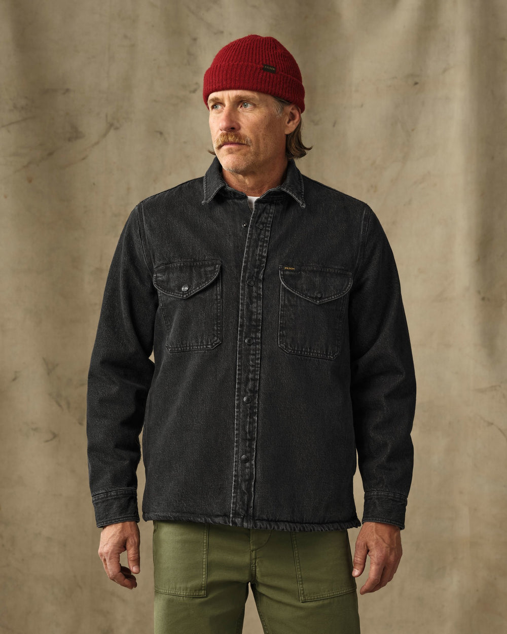 image of a model wearing Filson's Denim Jac-Shirt - Vintage Black