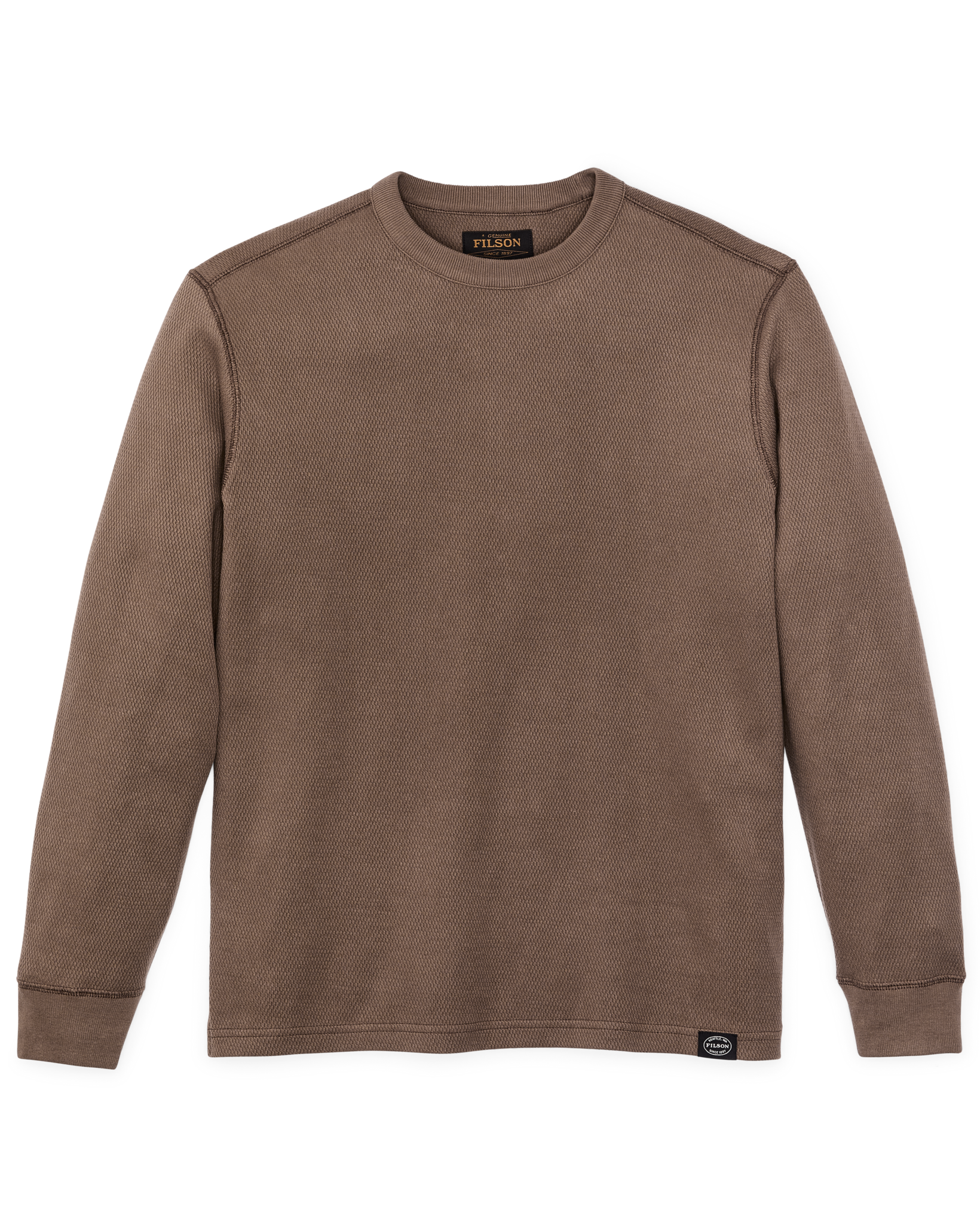 Waffle Knit Thermal Crewneck - Brown