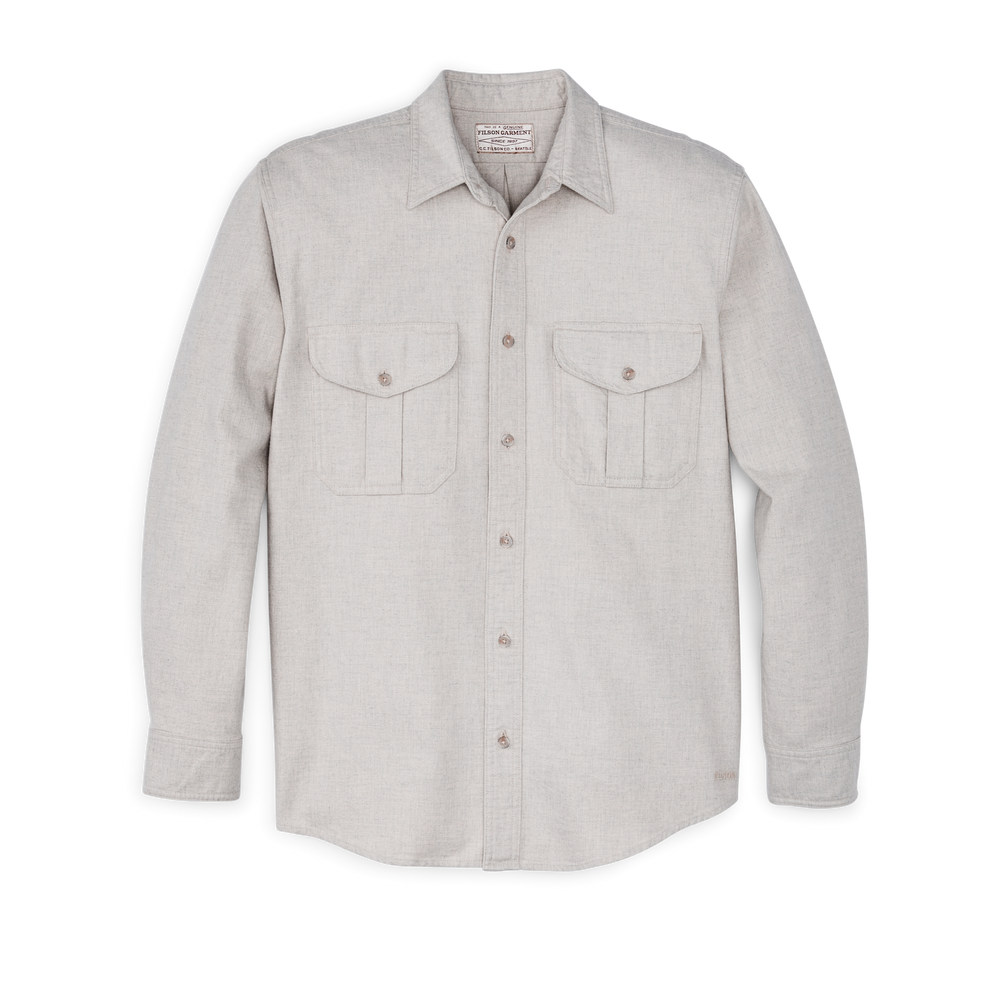 Front-facing image of the Filson Alaskan Guide Shirt - Natural Heather
