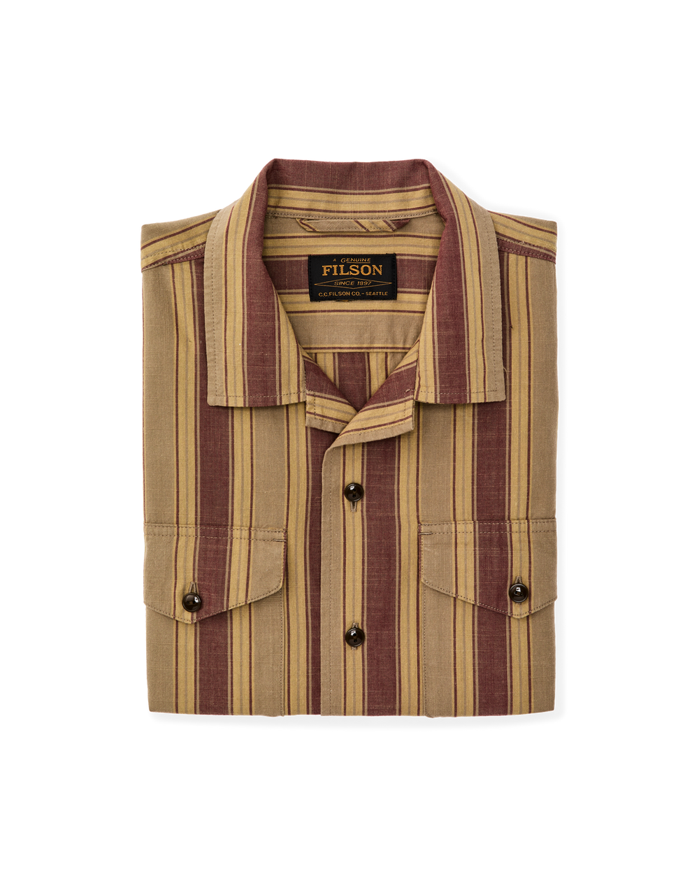Chambray Camp Shirt - Brick / Tan