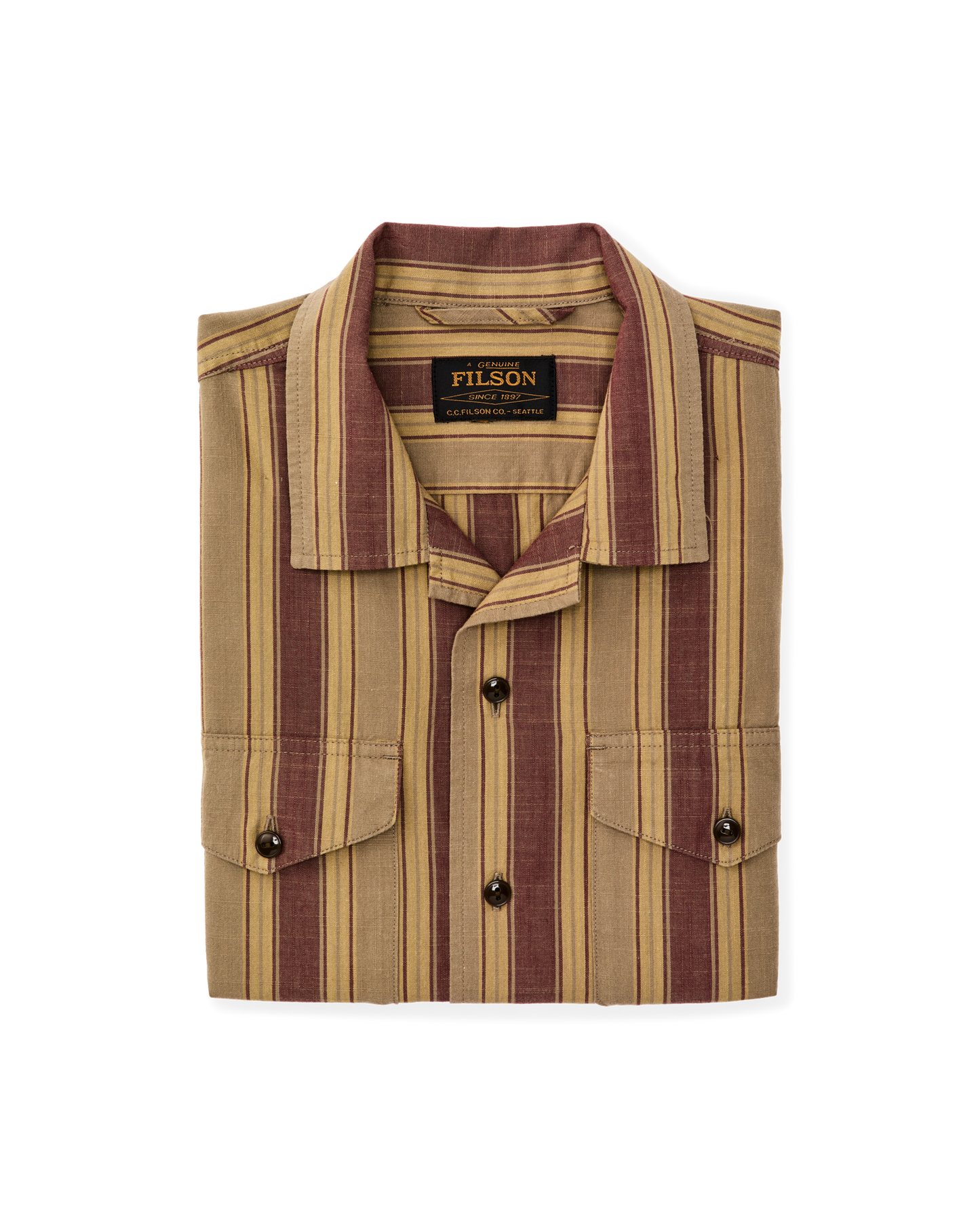 Chambray Camp Shirt - Brick / Tan