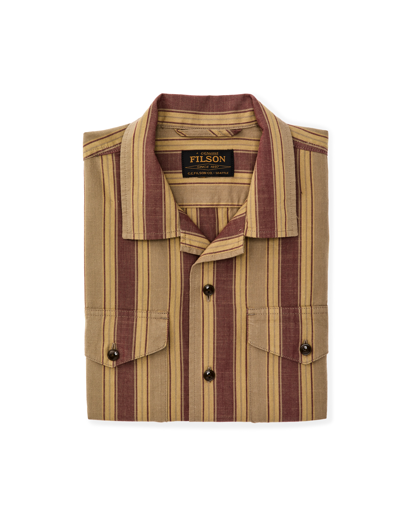 Chambray Camp Shirt - Brick / Tan