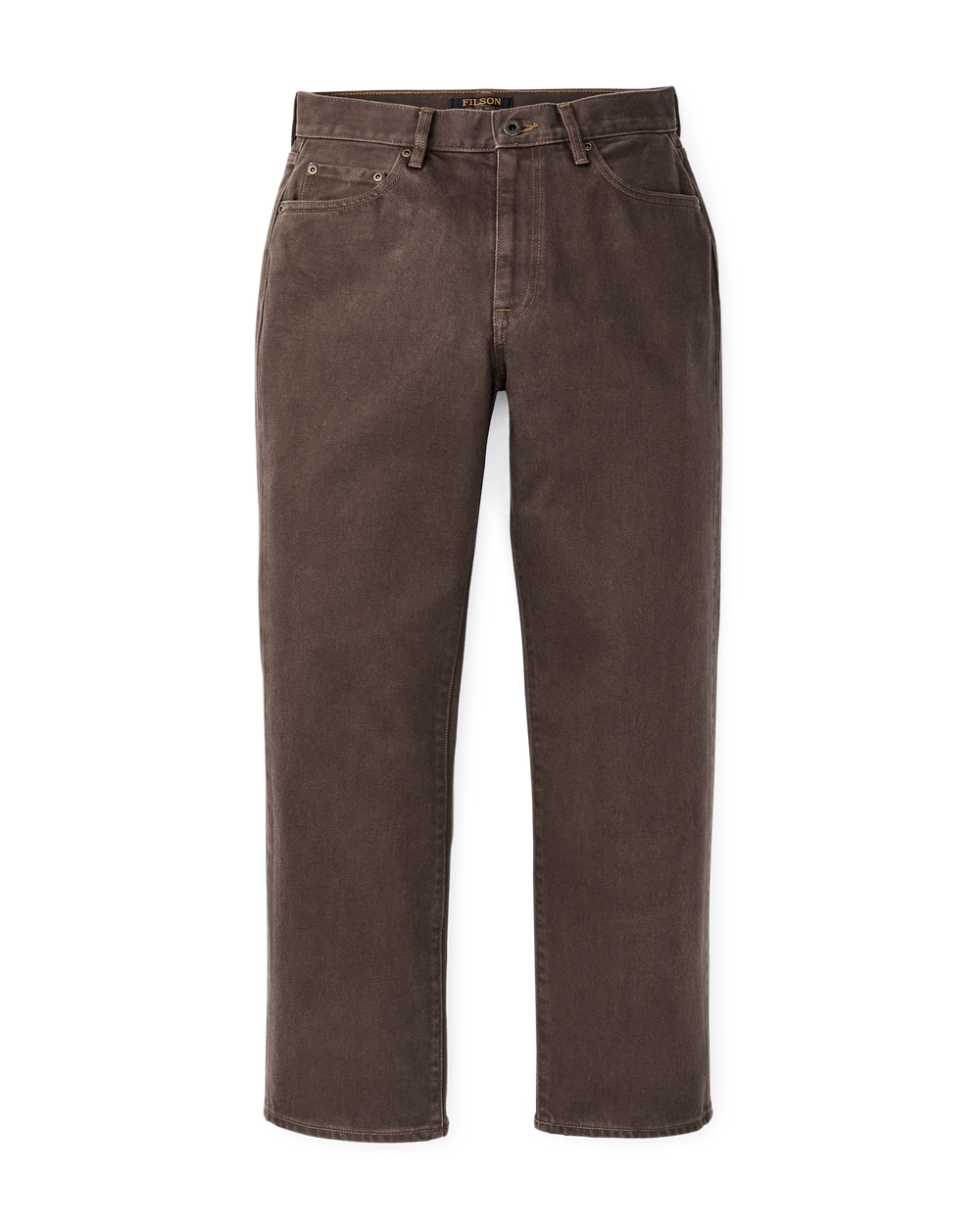 Front-facing image of the Filson Women's 14-oz. Straight-Leg Jeans - Slate Brown
