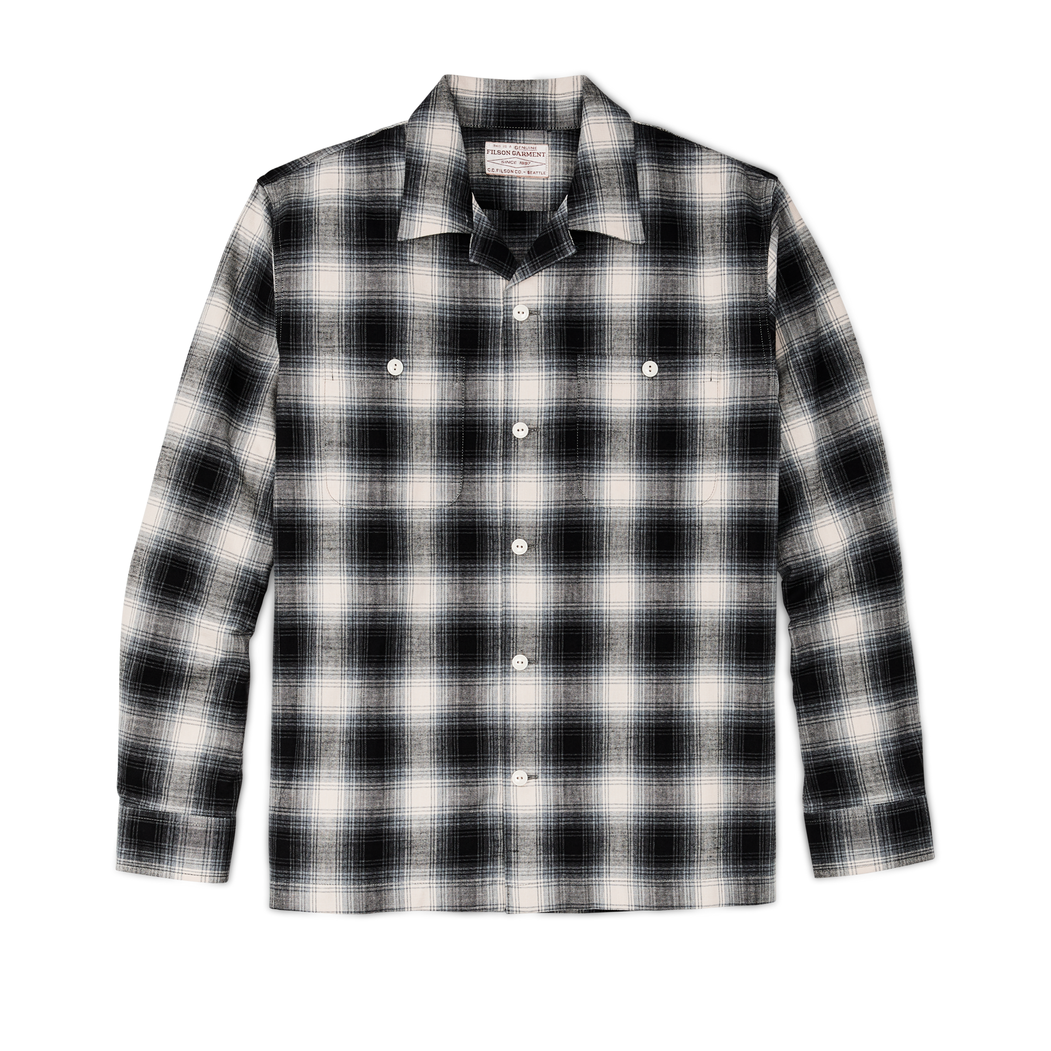 filson Elk Heights Camp Shirt Black / Gray Shadow Plaid Outlet