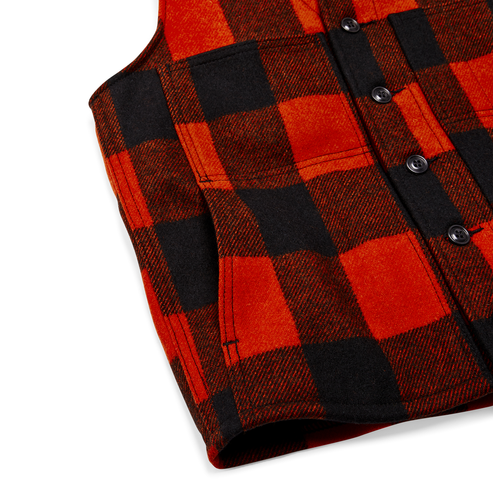 Alternate view of the Filson Mackinaw Wool Vest - Orange / Black Plaid