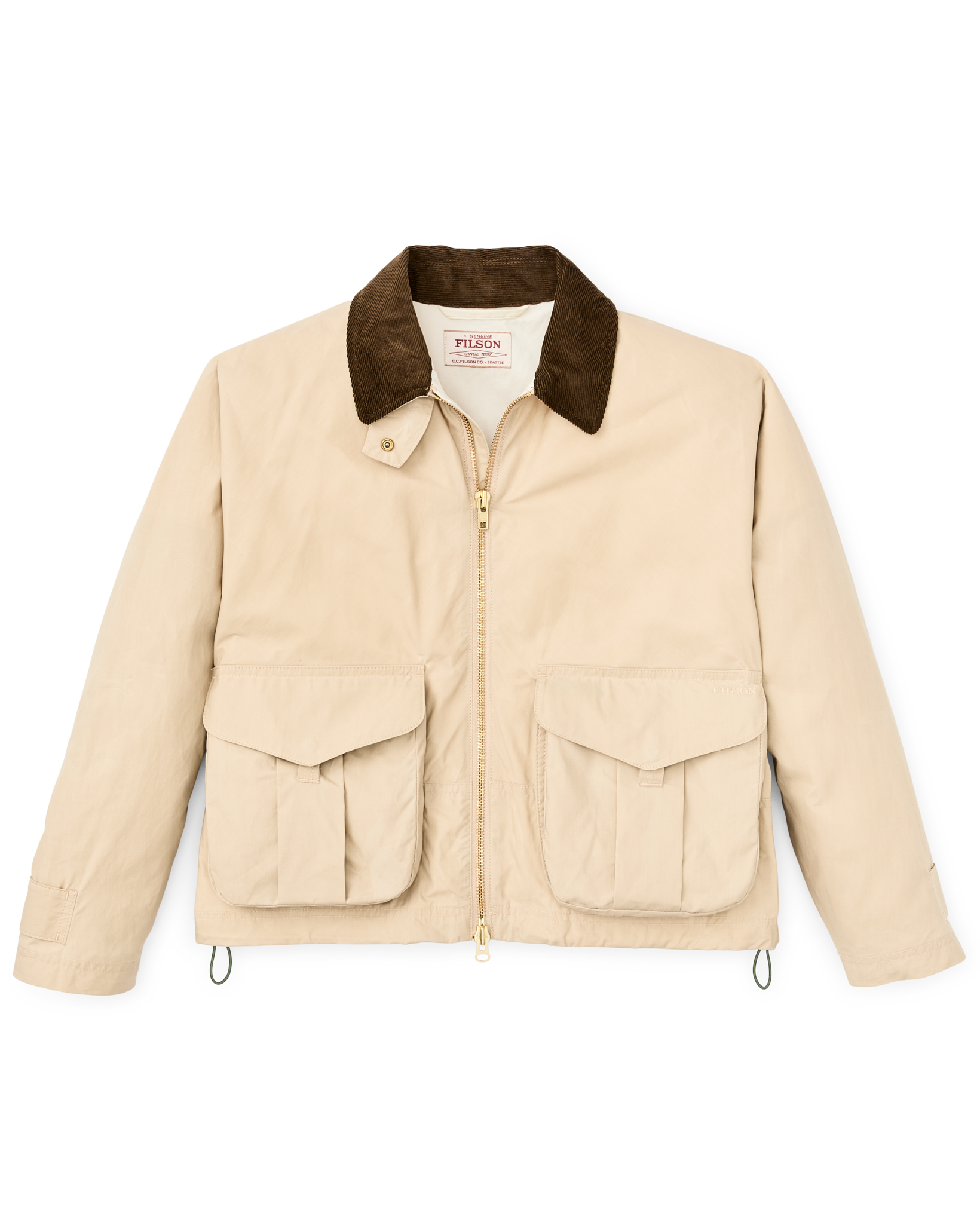 Front-facing image of the Filson Women's Dry Wax Short Work Jacket - Quail Tan