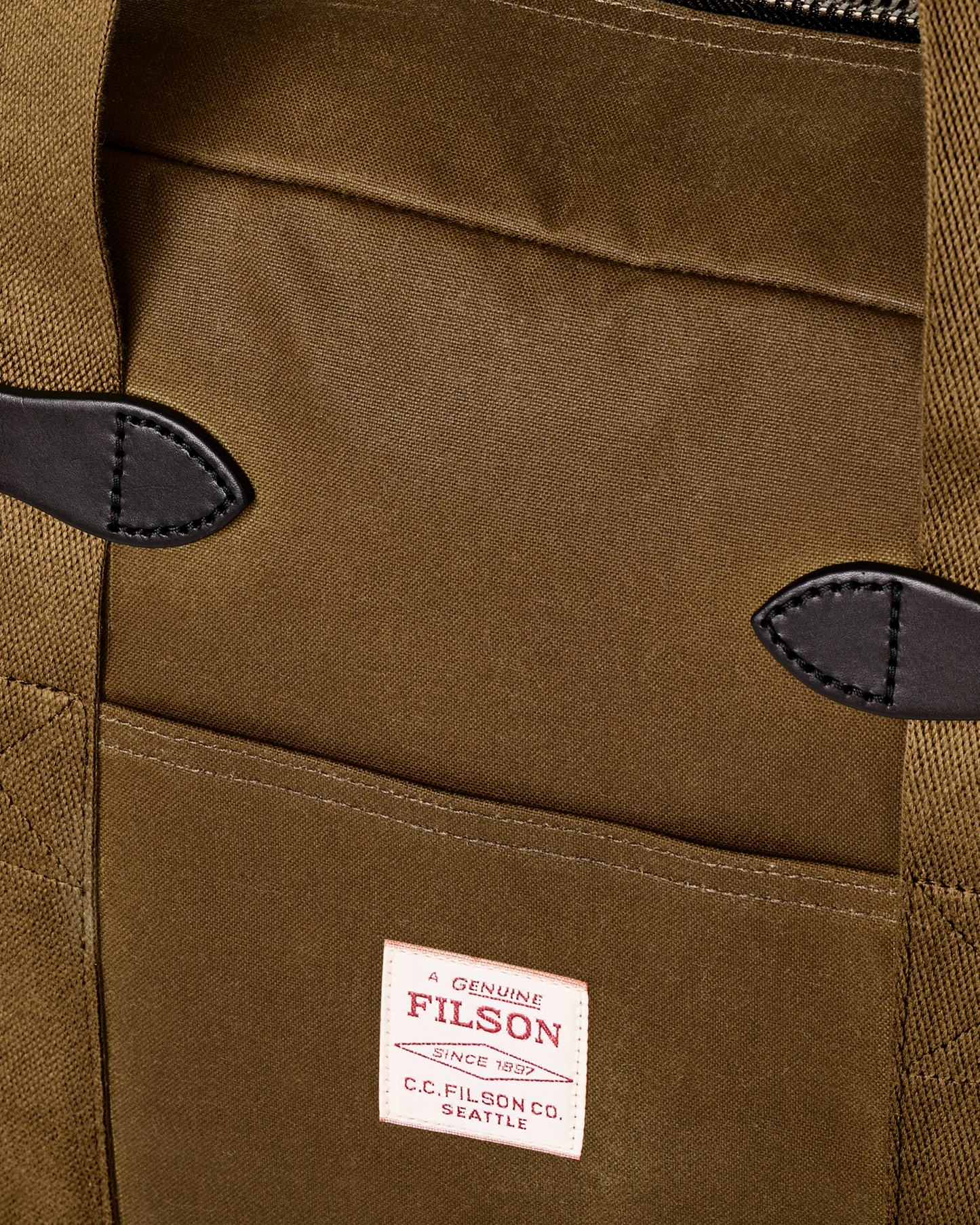 Alternate view of the Filson Tin Cloth Zipper Tote Bag - Dark Tan