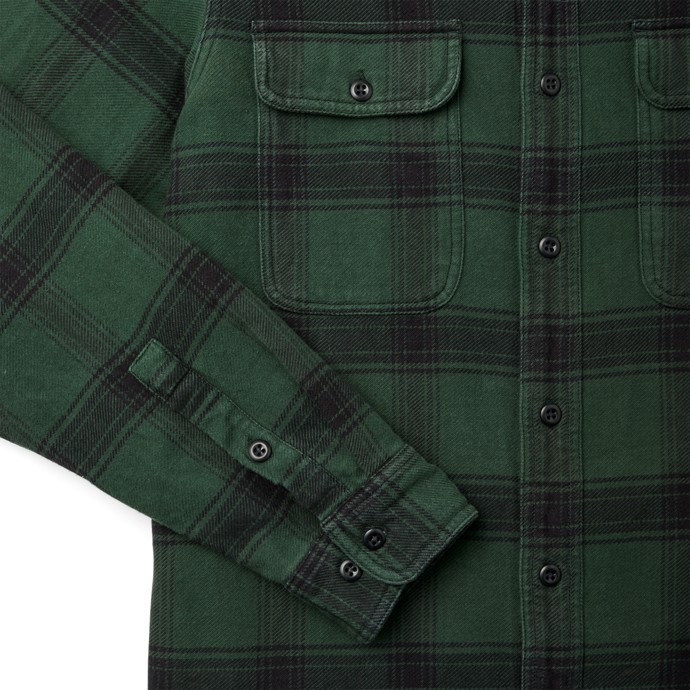 Alternate view of the Filson Vintage Flannel Work Shirt - Green / Black