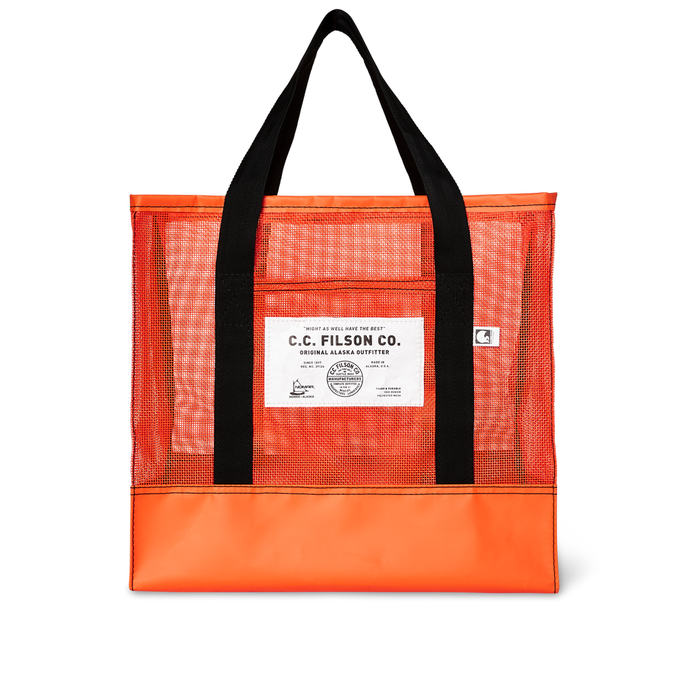 Front-facing image of the Filson Filson X Nomar Xl Mesh Tote Bag  - Blaze Orange