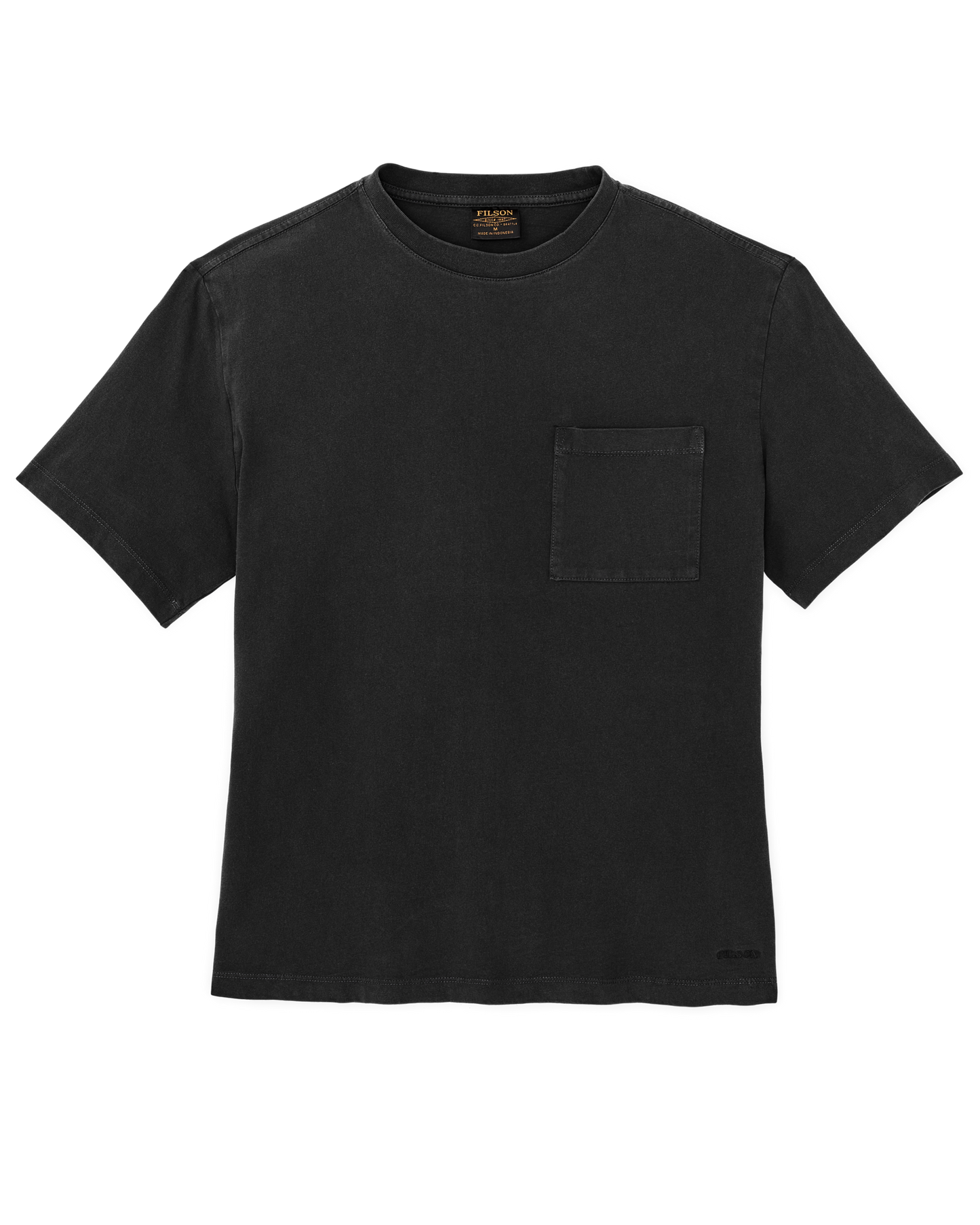 Front-facing image of the Filson Women's Short Sleeve Pocket Tee - Faded Black