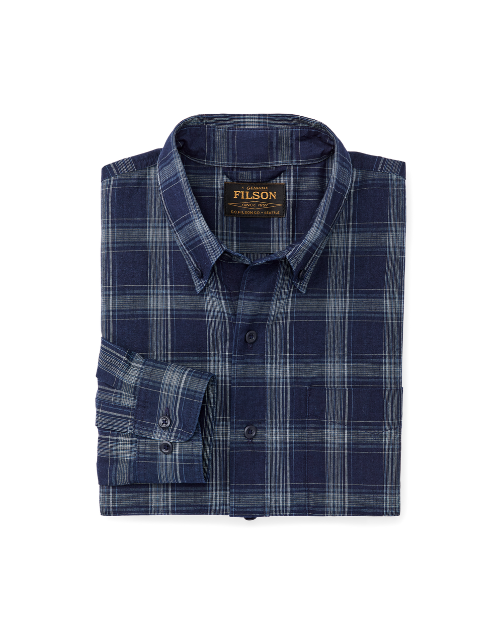 Chambray Button-Down Shirt - Dark Indigo Plaid