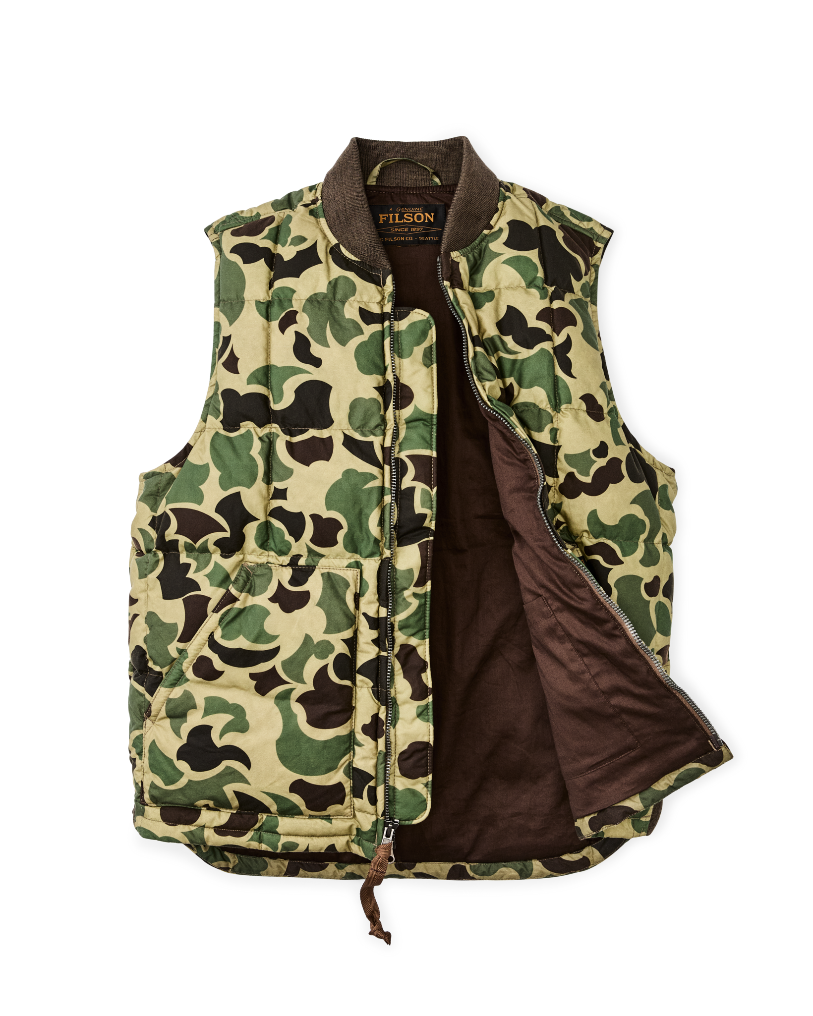 Waxed Down Vest - Tundra Shrub Camo | Filson Waxed Down Vest - Tundra Shrub Camo | Filson