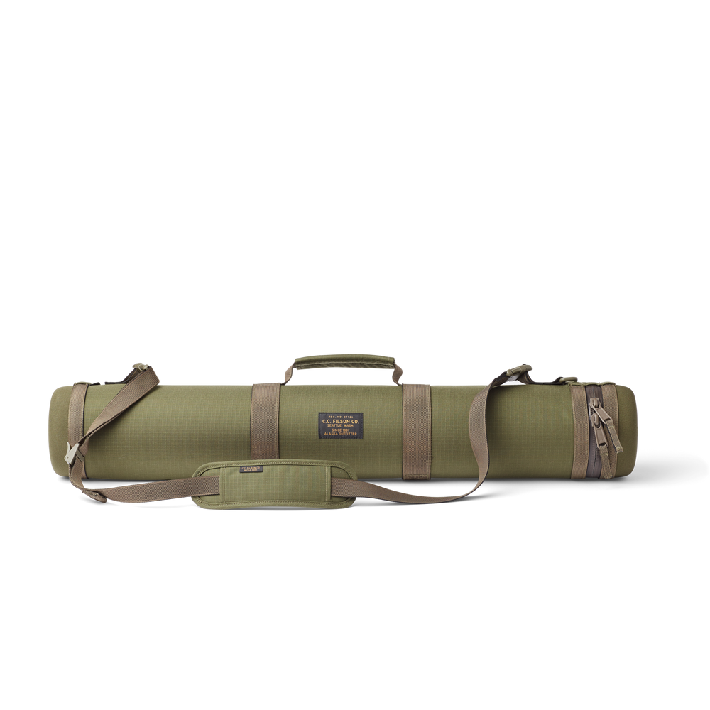 Front-facing image of the Filson Ripstop Nylon Rod Tube - Surplus Green