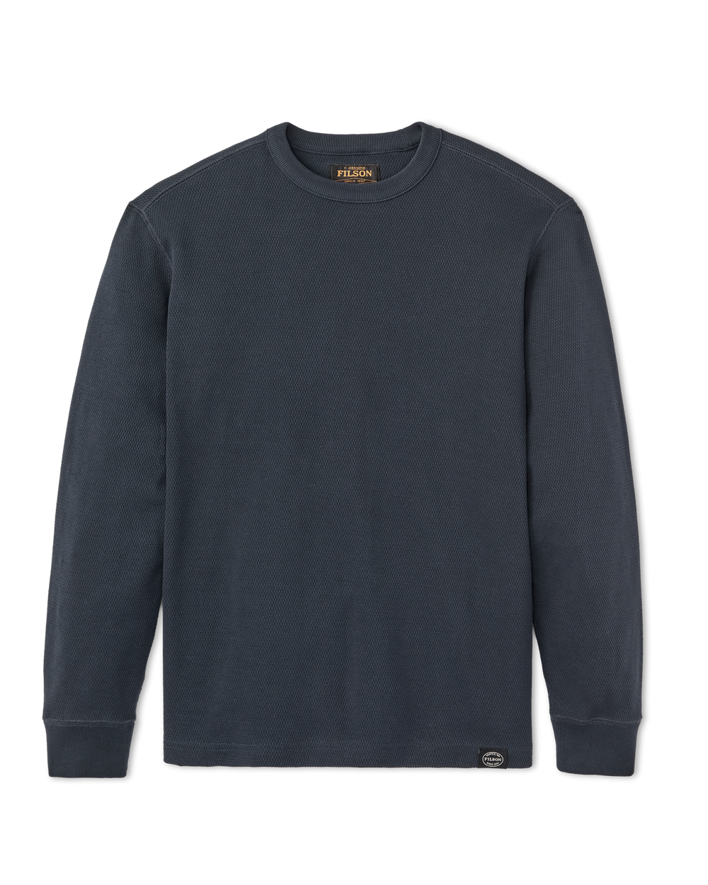 Front-facing image of the Filson Waffle Knit Thermal Crewneck - Blue Mussel