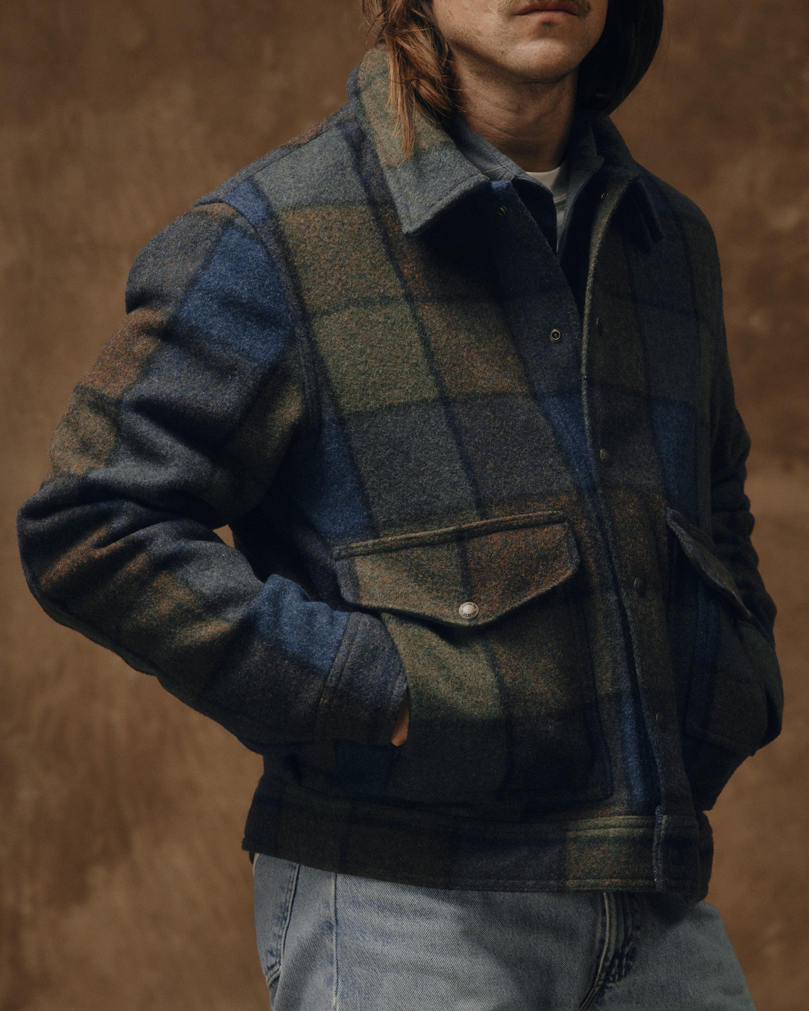 Mackinaw Wool Work Jacket - Blue / Brown / Gray Plaid