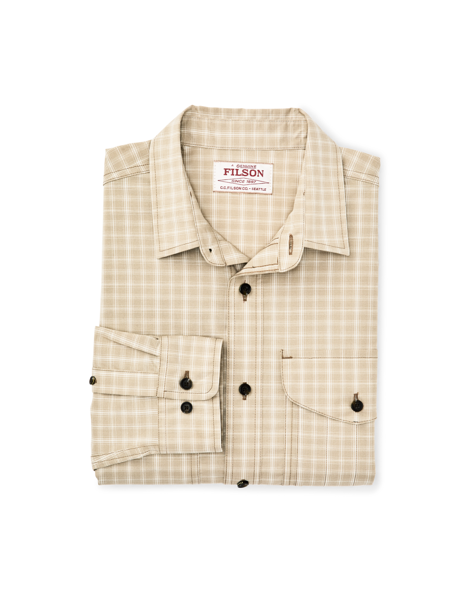 Alternate view of the Filson Twin Lakes Sport Shirt - Tan / Cream Plaid
