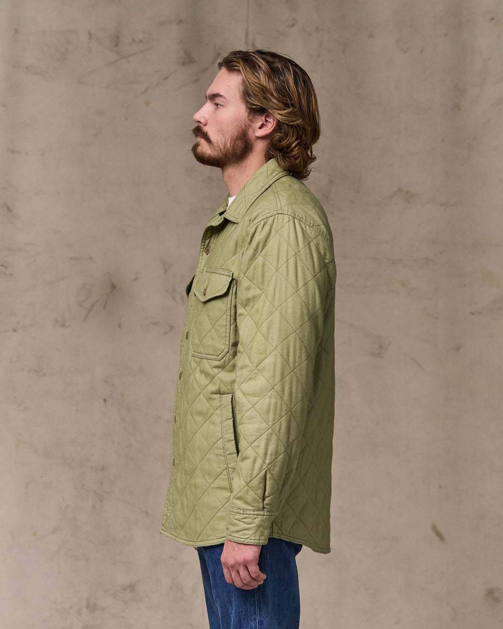 image of a model wearing Filson's Insulated Flannel Jac-shirt - Lakebed