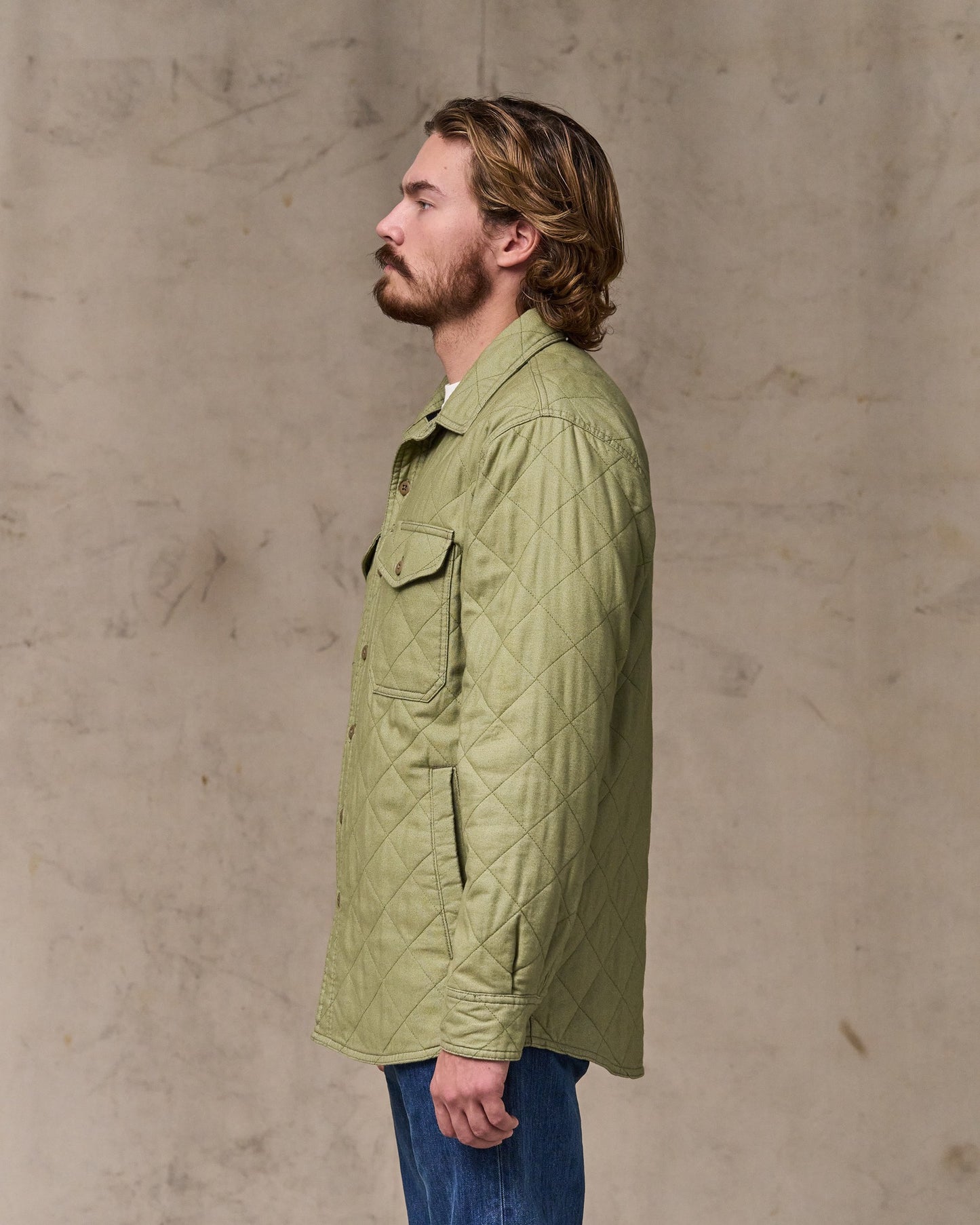 image of a model wearing Filson's Insulated Flannel Jac-shirt - Lakebed