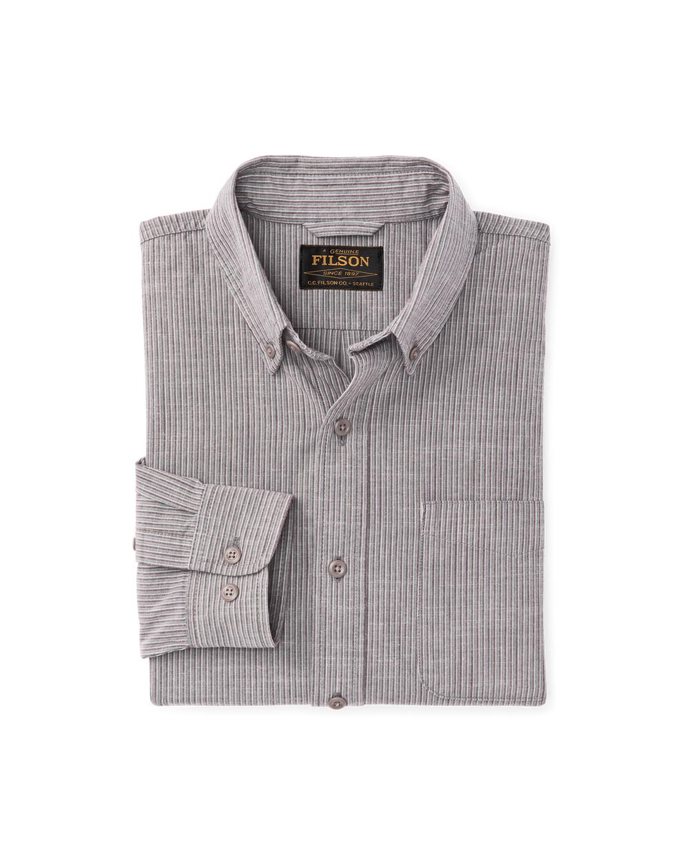 Chambray Button-Down Shirt - Vintage Gray Stripe