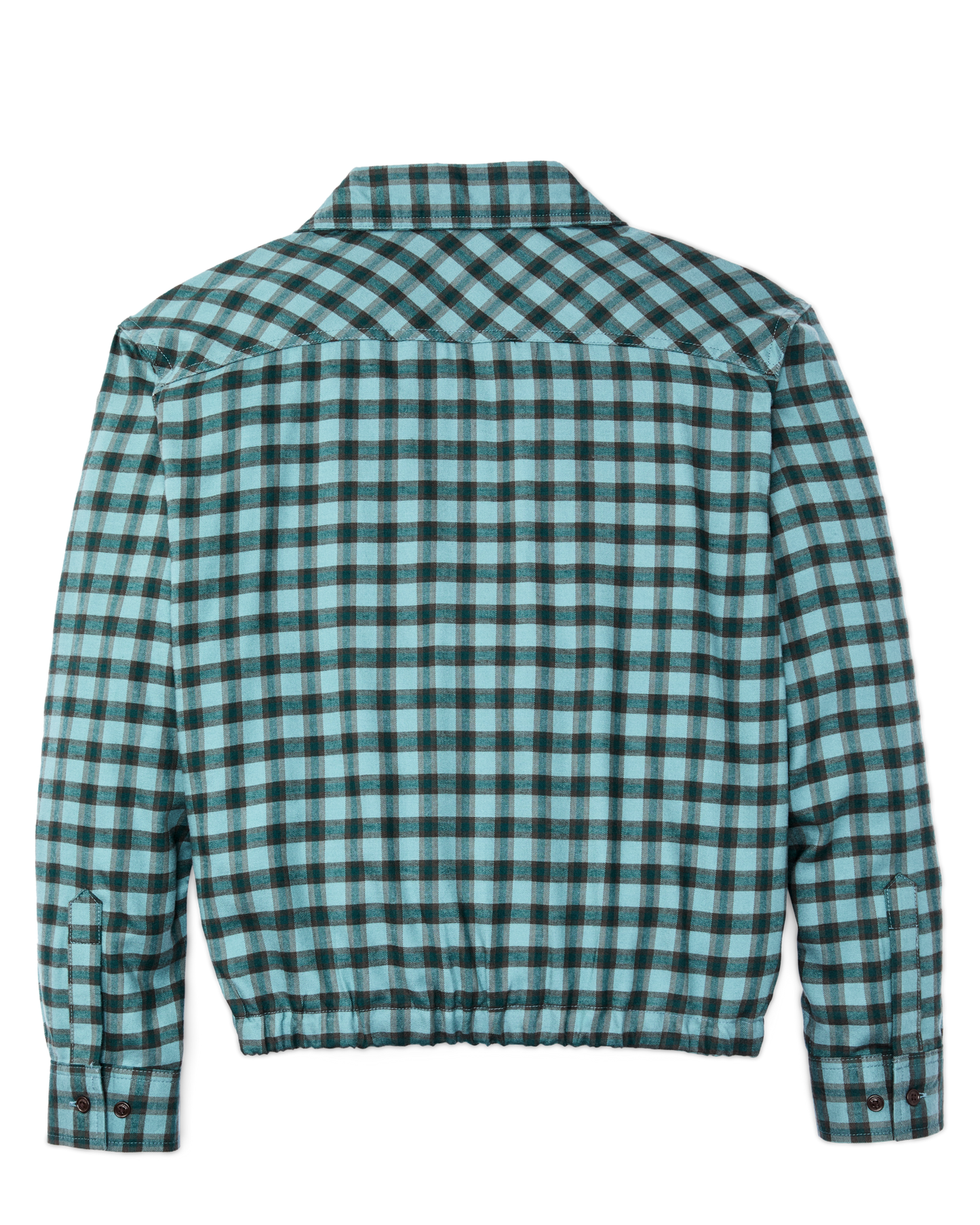 Women's Gathered Hem Shirt - Blue / Navy Plaid
