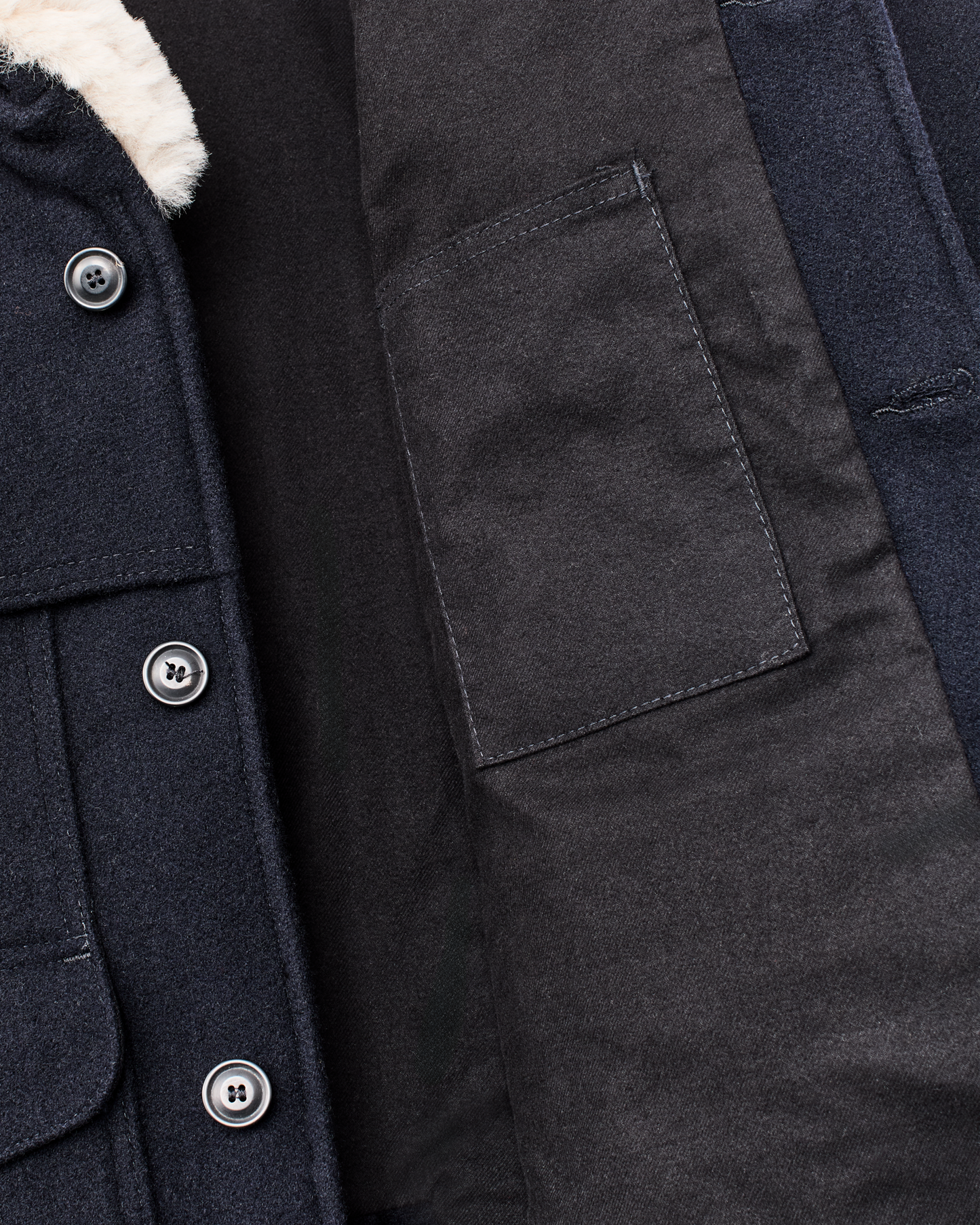 Lined Mackinaw Wool Packer Coat - Dark Navy
