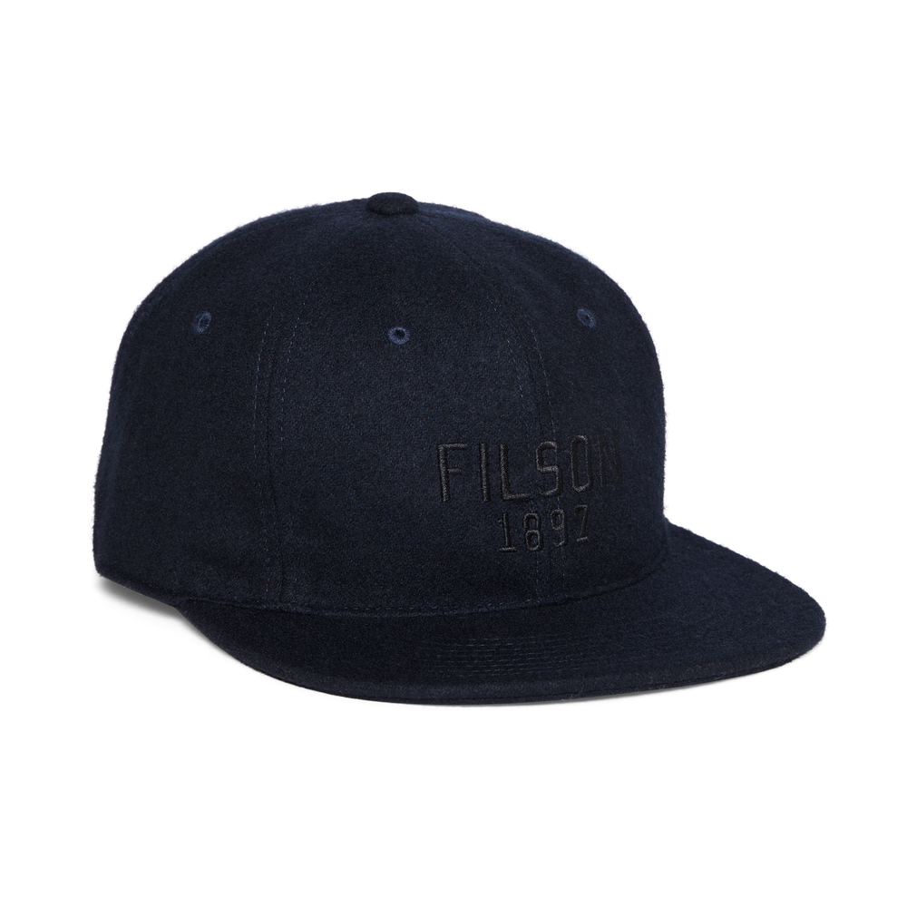 Front-facing image of the Filson Seattle Wool Baseball Cap - Navy