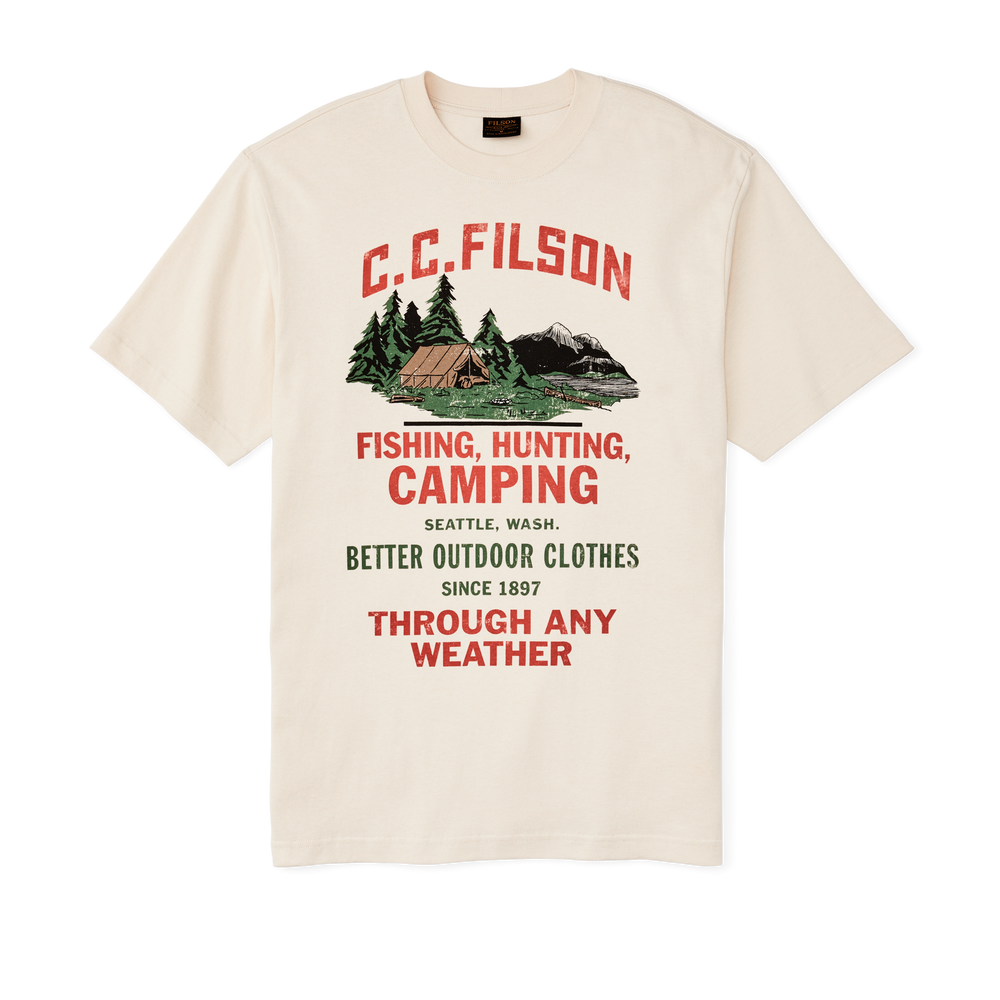 Front-facing image of the Filson Frontier Graphic T-shirt - Birch / Camping